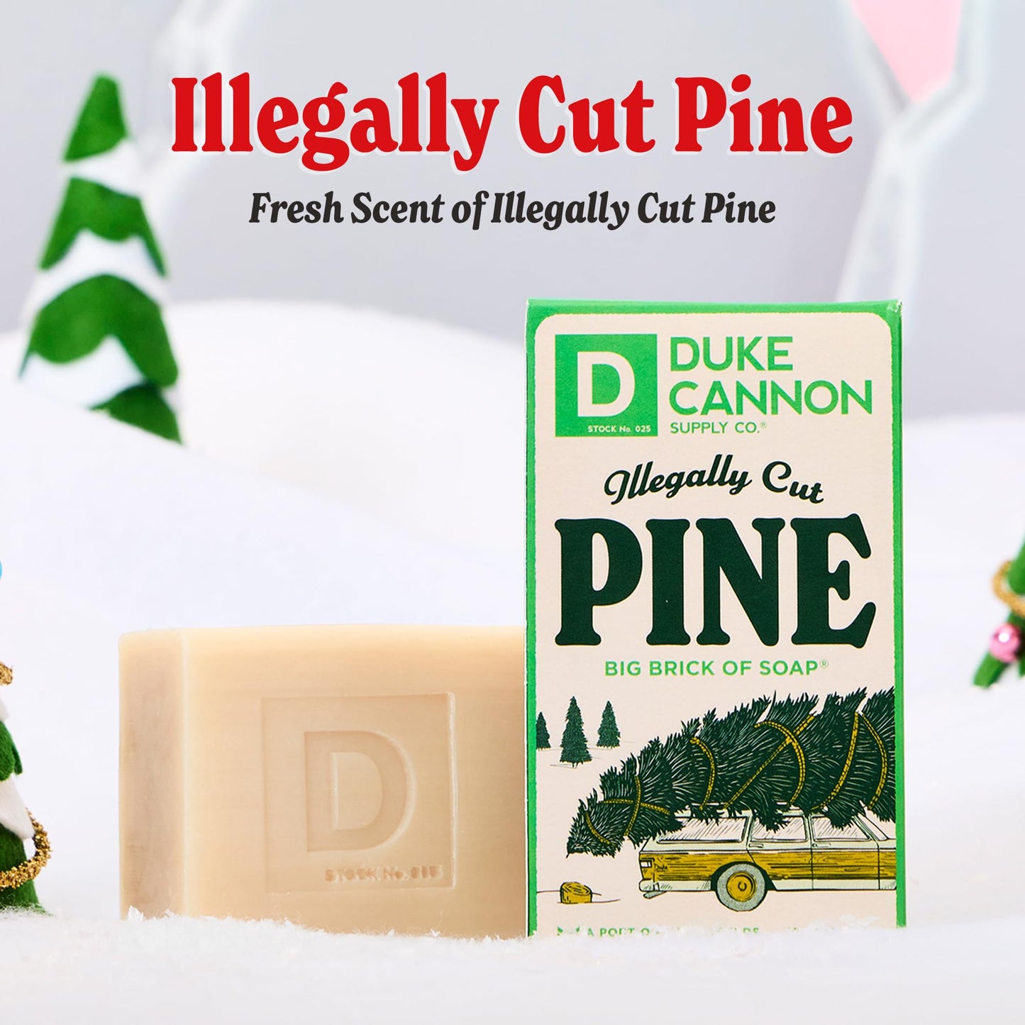 Duke Cannon Supply Co. Big Brick of Soap Bar for Men Holiday Edition - Illegally Cut Pine (Fresh Cut Pine Scent), 10 oz. (1 Pack) Beauty & Personal Care Duke Cannon Supply Co.