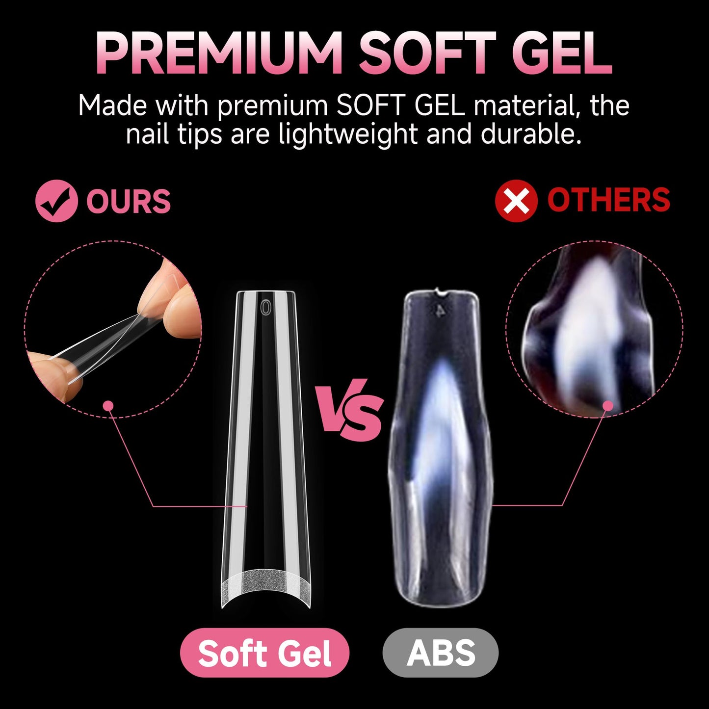 UNA GELLA Extra Long Coffin Nail Tips No C Curve 504PCS XXL Coffin Nails Half Cover Long Coffins Gel Nails Tips Clear Fake False Nails Long Gel Beauty & Personal Care UNA GELLA