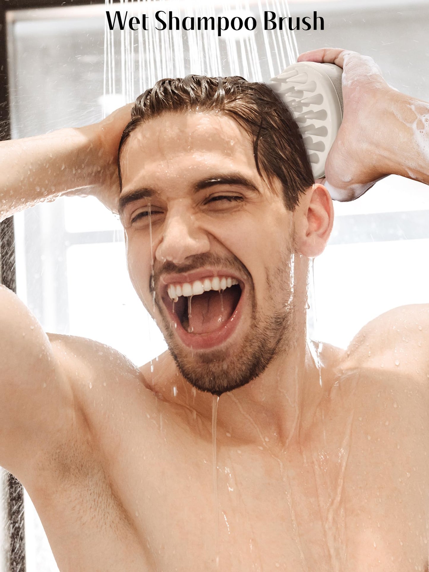 HEETA Scalp Massager Hair Growth Brush with Soft Silicone Bristles, Wheat Straw Handle, 2 Count (Beige & Purple, Round, All Hair Types) Beauty & Personal Care HEETA