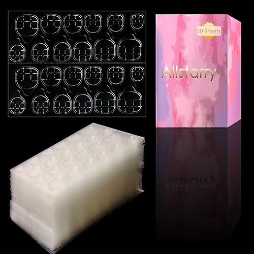 Allstarry 1200pcs (50 Sheets) Adhesive Tabs Ultrathin Waterproof Breathable Double-Sided Jelly Nail Sticker Super Sticky False Nail Glue Sticker Beauty & Personal Care Allstarry