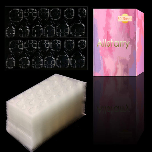 Allstarry 1200pcs (50 Sheets) Adhesive Tabs Ultrathin Waterproof Breathable Double-Sided Jelly Nail Sticker Super Sticky False Nail Glue Sticker Beauty & Personal Care Allstarry