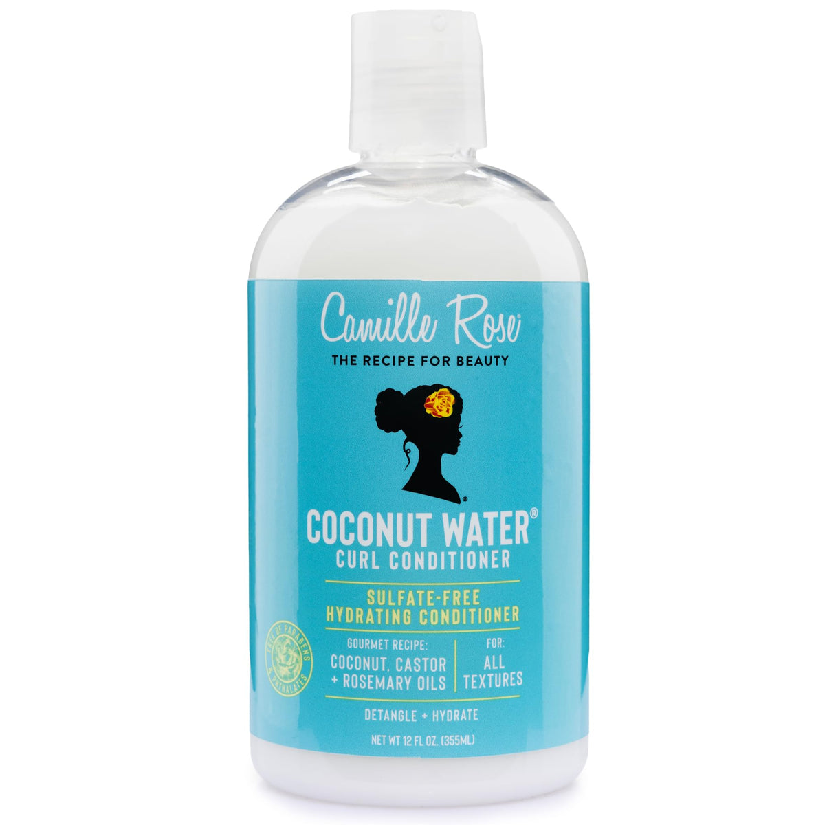 Camille Rose Coconut Water Curl Conditioner - Hydrating Conditioner for Curly Hair, Detangler, Frizz Control, 12 Fl Oz