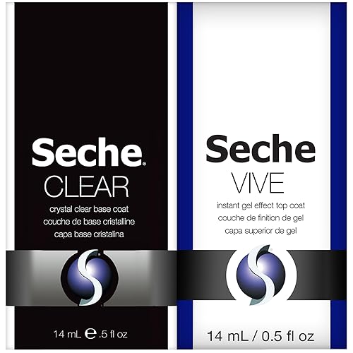 Seche Clear/Vive Base Coat and Gel Top Coat Duo Pack - Nail Strengthening & Long-Lasting High Shine, Top Coat Gel Nail Polish, Manicure Set, 14 mL Beauty & Personal Care Seche