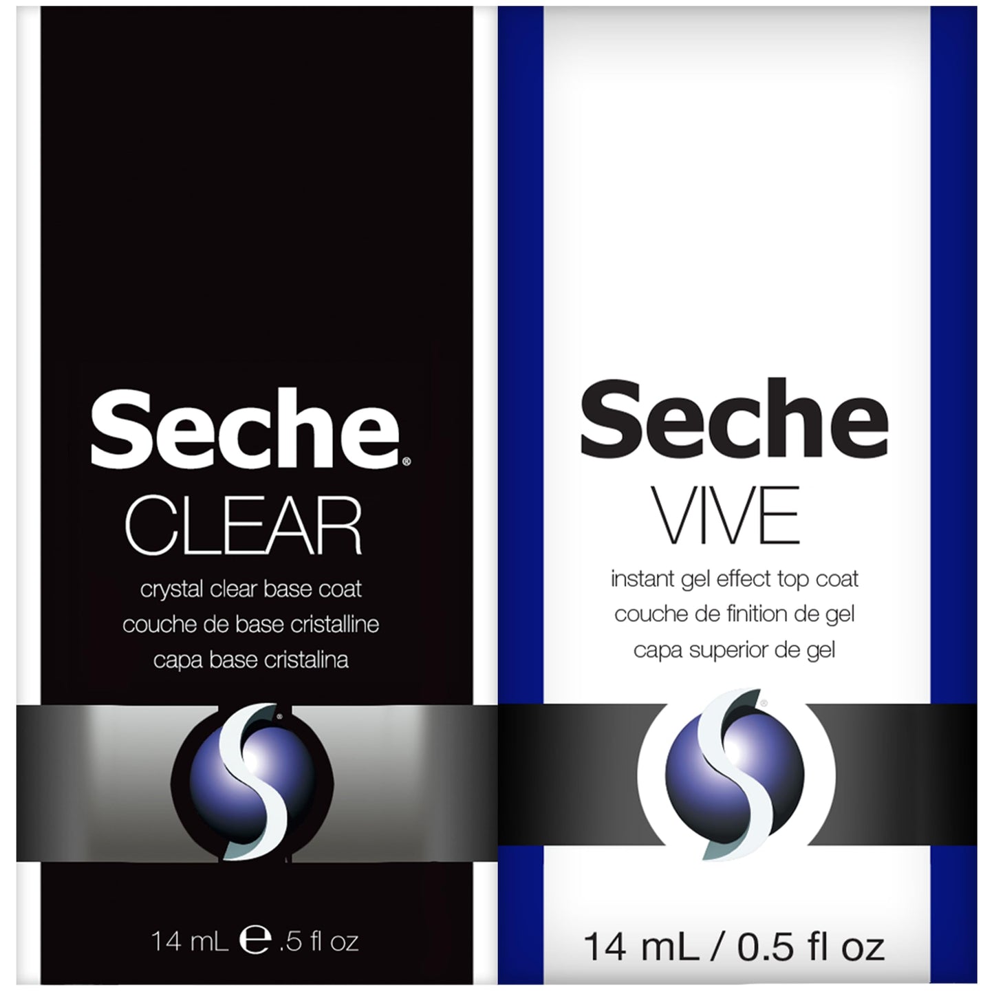 Seche Clear/Vive Base Coat and Gel Top Coat Duo Pack - Nail Strengthening & Long-Lasting High Shine, Top Coat Gel Nail Polish, Manicure Set, 14 mL Beauty & Personal Care Seche