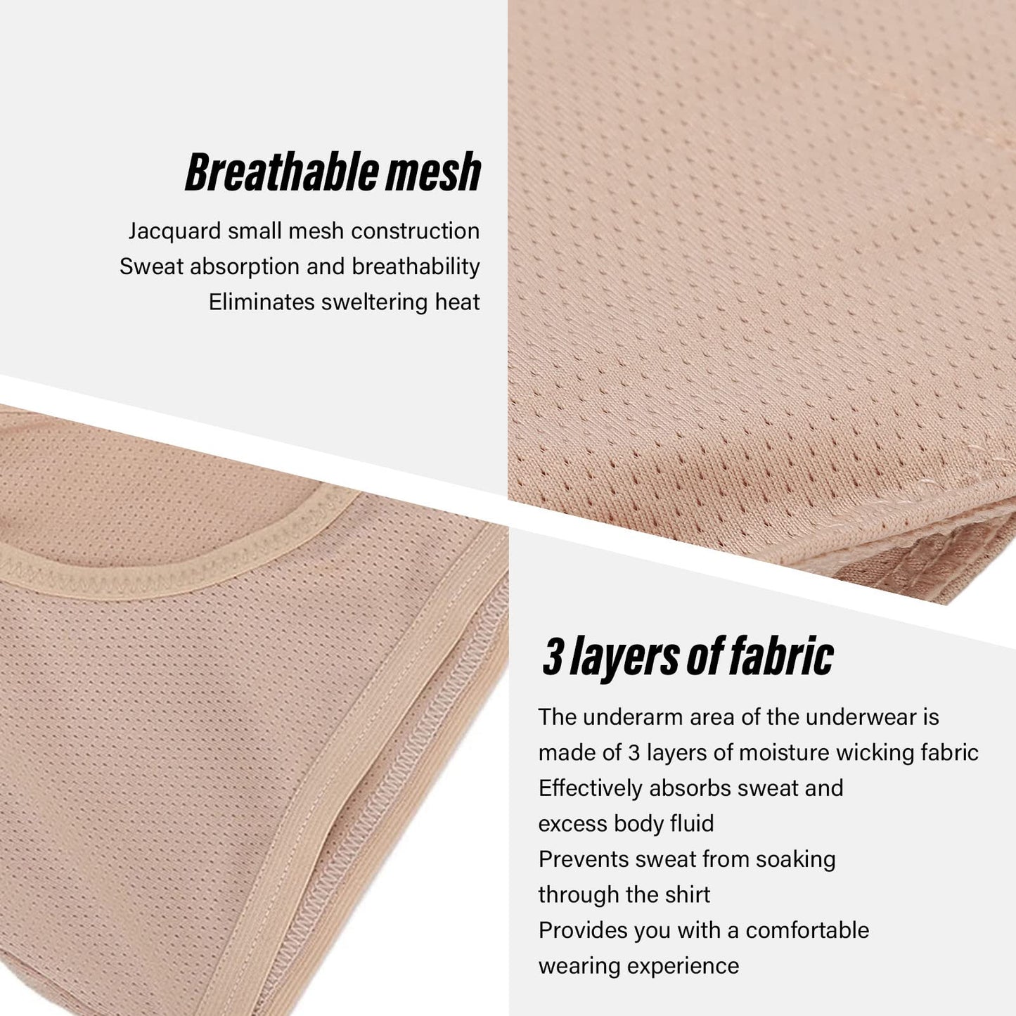 Underarm Sweat Guard Underwear Sweat Vest Short Sleeve Reusable Armpit for Women Girls Skin Color (L) Beauty and Personal Care FILFEEL