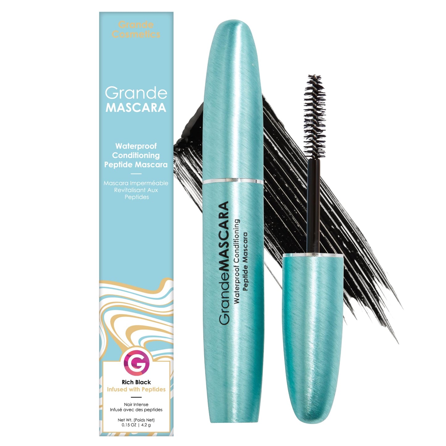 Grande Cosmetics GrandeMASCARA Waterproof Conditioning Peptide Mascara - for Buildable Volume & Length, Waterproof & Clump-Free, Lash & Extension Beauty & Personal Care Grande Cosmetics