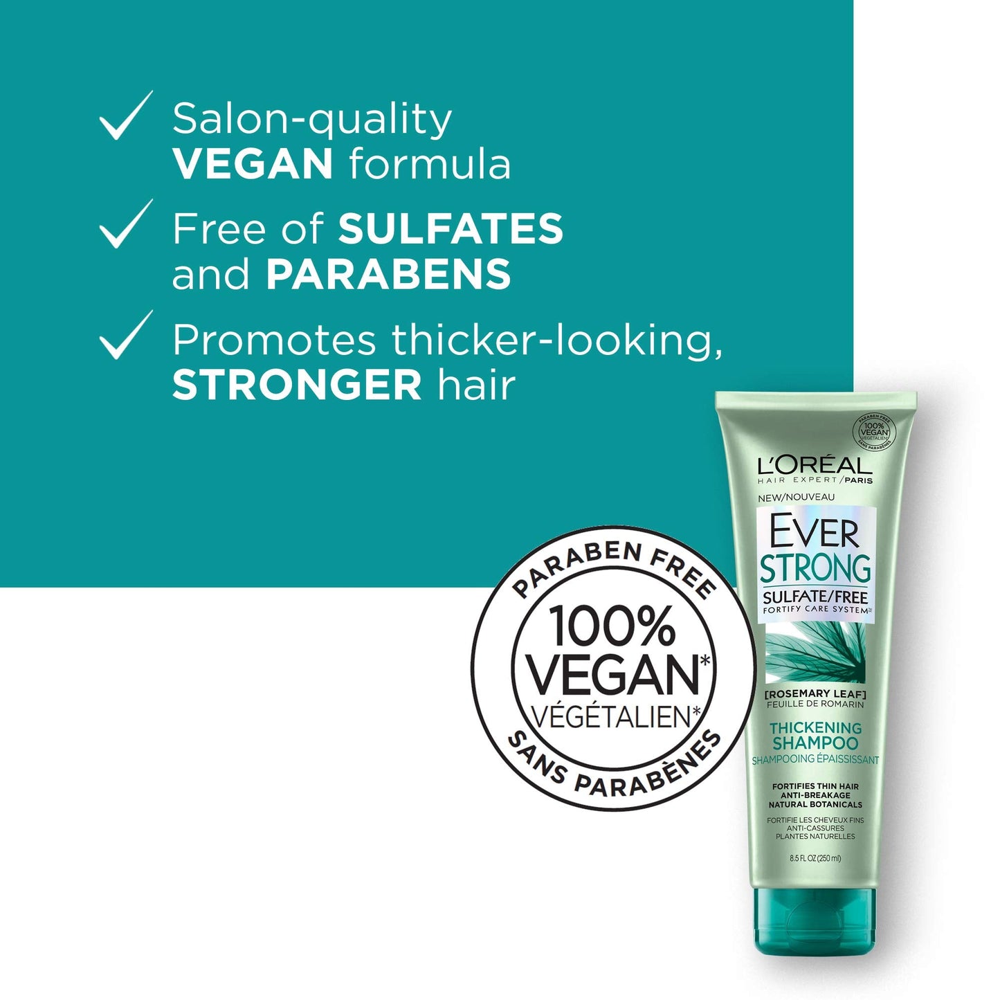 L'Oreal Paris Hair Expertise EverStrong Thickening Shampoo, Rosemary, 8.5 Fl Oz Beauty & Personal Care L'Oreal Paris