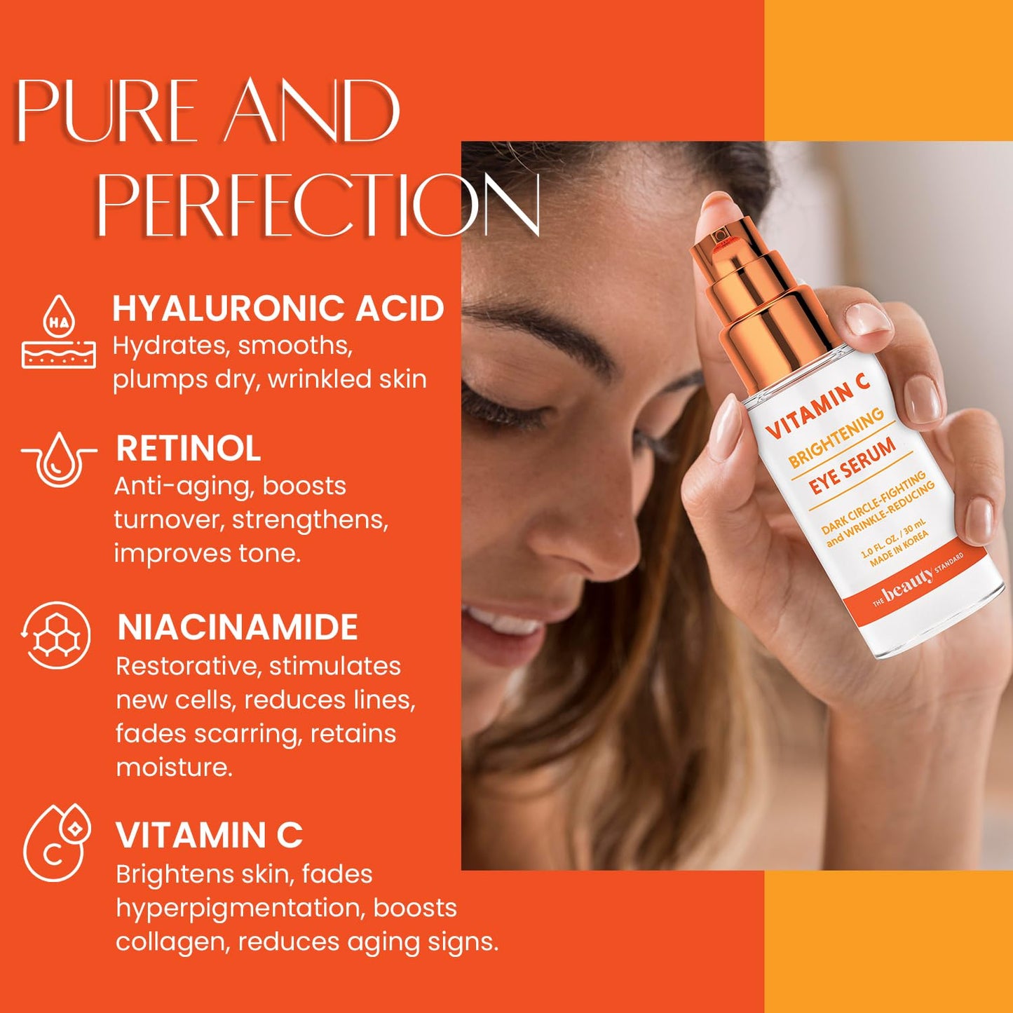 The Beauty Standard Vitamin C Under Eye Serum - Anti-Aging, Reduces Puffiness, Dark Circles & Wrinkles, Hydrating - Dermatologist Tested, Korean Skin Beauty & Personal Care The Beauty Standard