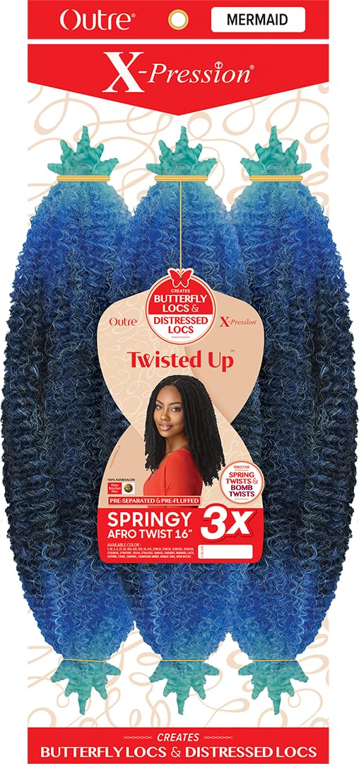 Outre X-Pression Synthetic Braid - 3X SPRINGY AFRO TWIST 16 (MERMAID)