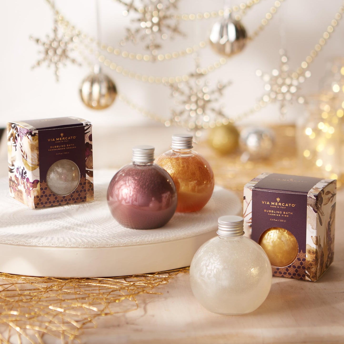 Via Mercato Scented Shimmering Bubble Bath, Moisturizing and Restorative, Ornament Gift Bottle is Beautifully Packaged with Gift-Giving in Mind, 250 Beauty & Personal Care Via Mercato
