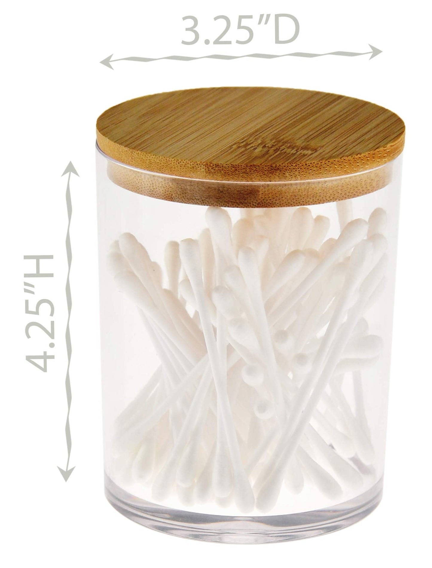 ARAD 3 Pcs Cotton Ball, Swab, Q-tip Storage, Clear Acrylic Jar Container with Bamboo Lid, Easy Organization on Bathroom Counters, Under Sink Placement Beauty & Personal Care ARAD