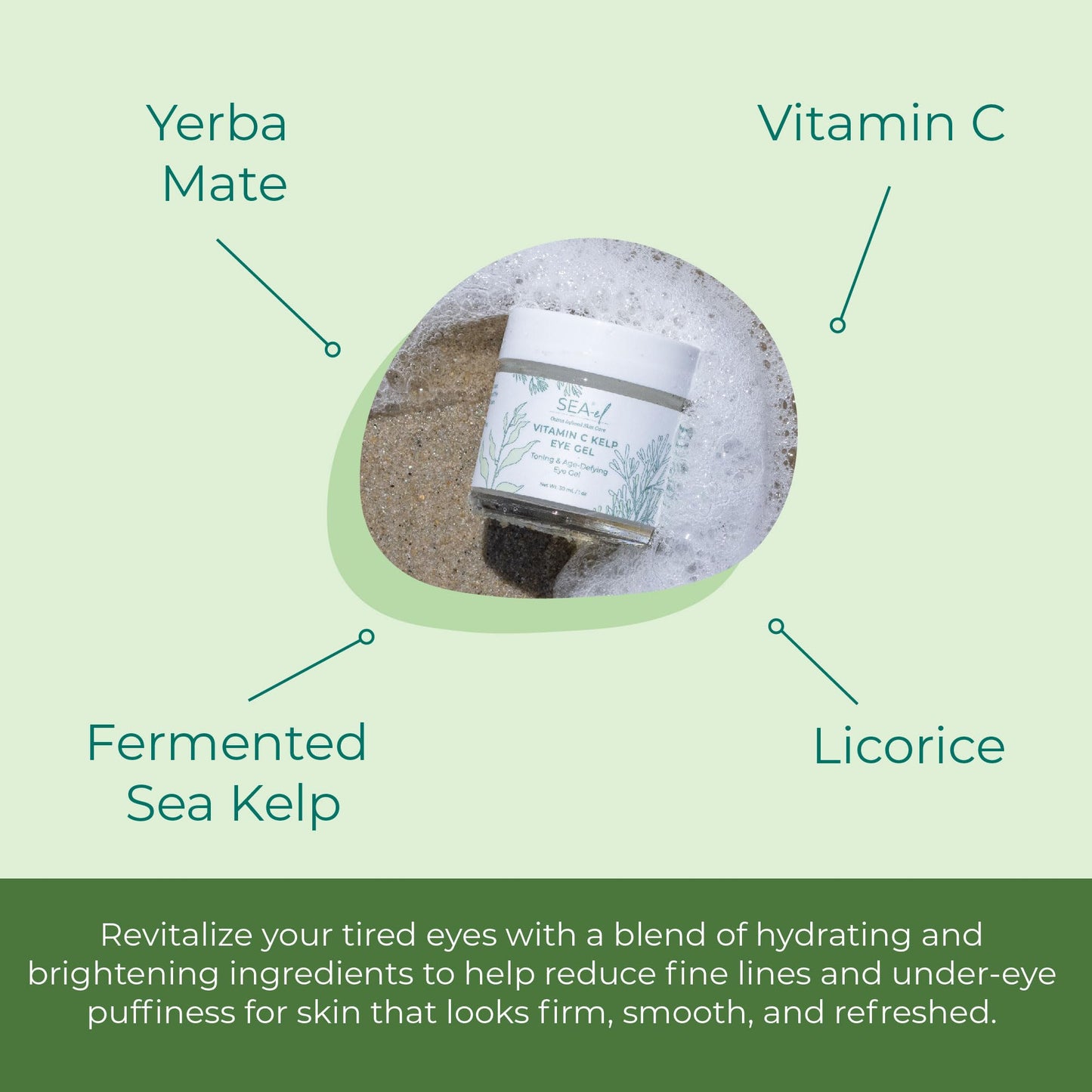 Sea-el Vitamin C Kelp Eye Gel Toning & Age Defying Skincare for Puffiness, Under Eye Bags & Dark Circles Cooling Youthful Glow for Women & Men - 1 Oz Beauty & Personal Care Sea-El