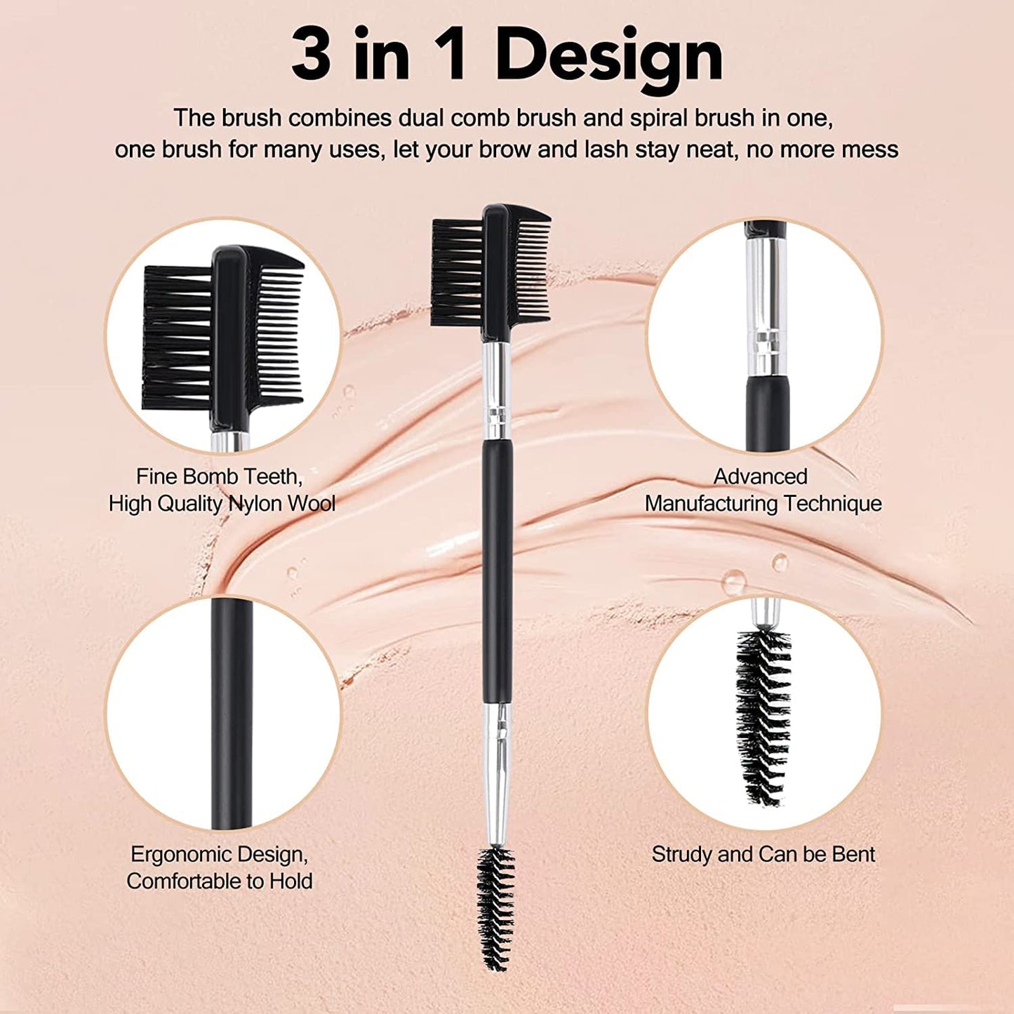 2pcs 3 Head Eyebrow Eyelash Shaper Eyelash Comb Double Head Brush Makeup Grooming Tool Cosmetic with 3 Different Spoolie Brushes for Separating Beauty & Personal Care MUIIGOOD