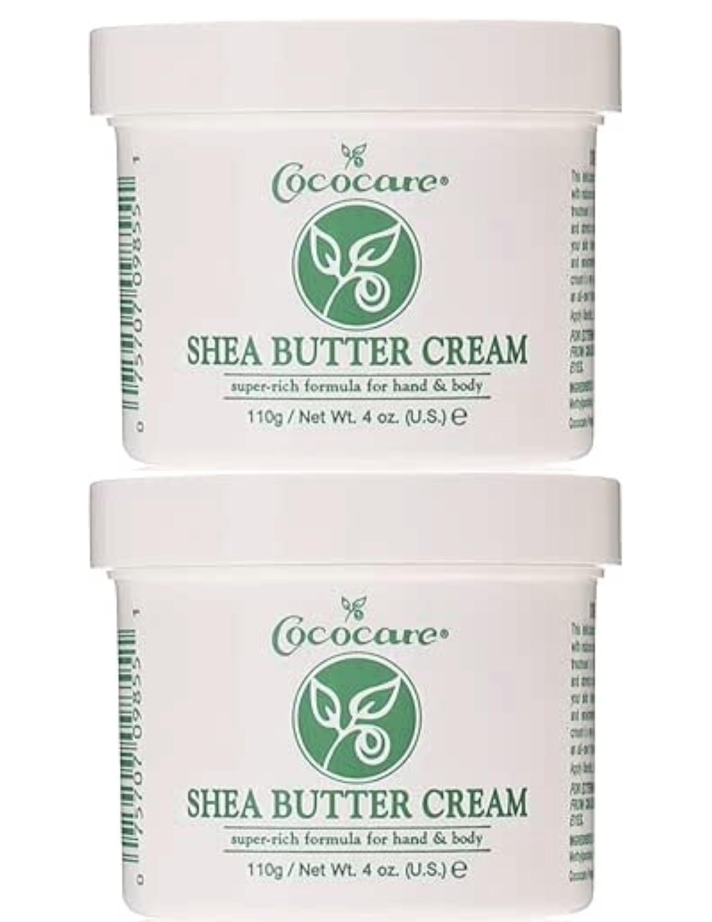 COCOCARE Shea Butter Cream, 4oz Jar - Super Rich Formula, Lightly Scented Body Moisturizer with Coconut Oil - Fast Absorbing Non-Greasy Care for Body Beauty & Personal Care COCOCARE