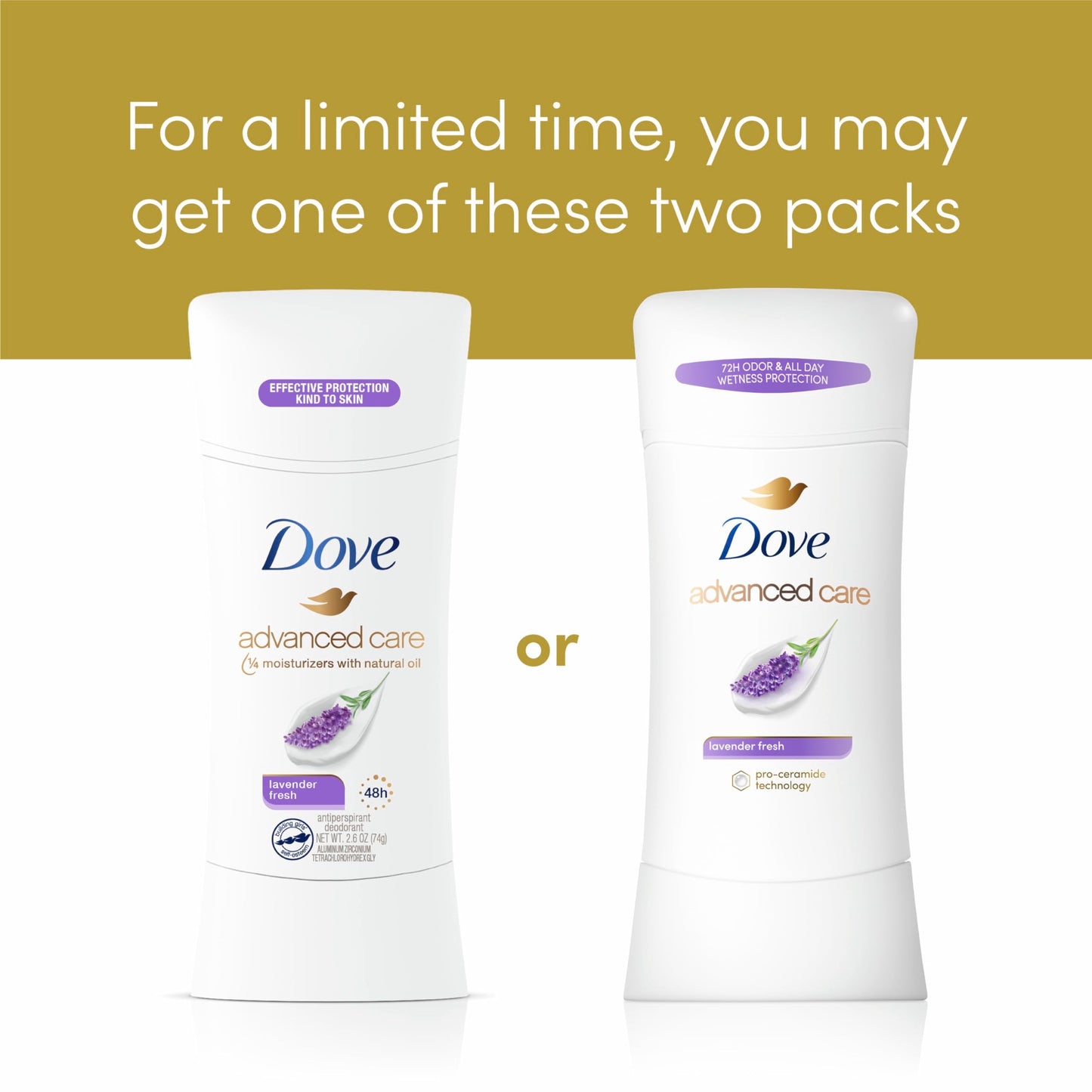 Dove Advanced Care Antiperspirant Deodorant Stick Lavender Fresh 4 ct for helping your skin barrier repair72 hr odor control and sweat protection Beauty and Personal Care Dove