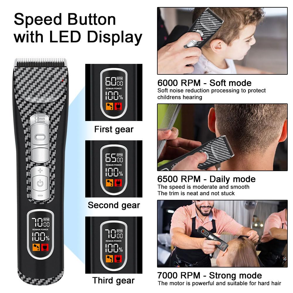 Hair Clippers for Men, Professional and Trimmers Set with LED Display, 2 Guide Combs,Cordless Beard Trimmer, Rechargeable Electric Shaver Beauty and Personal Care QDKVTNDJZ