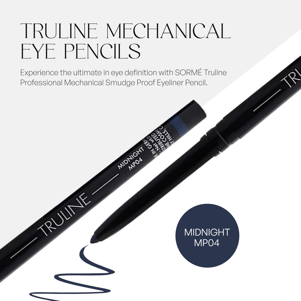 SORMÉ Truline Professional Mechanical Smudge Proof Eyeliner Pencil - Vitamin E Waterproof Gel Formula with Finest Color Pigment & Ultra Creamy Beauty & Personal Care SORMÉ