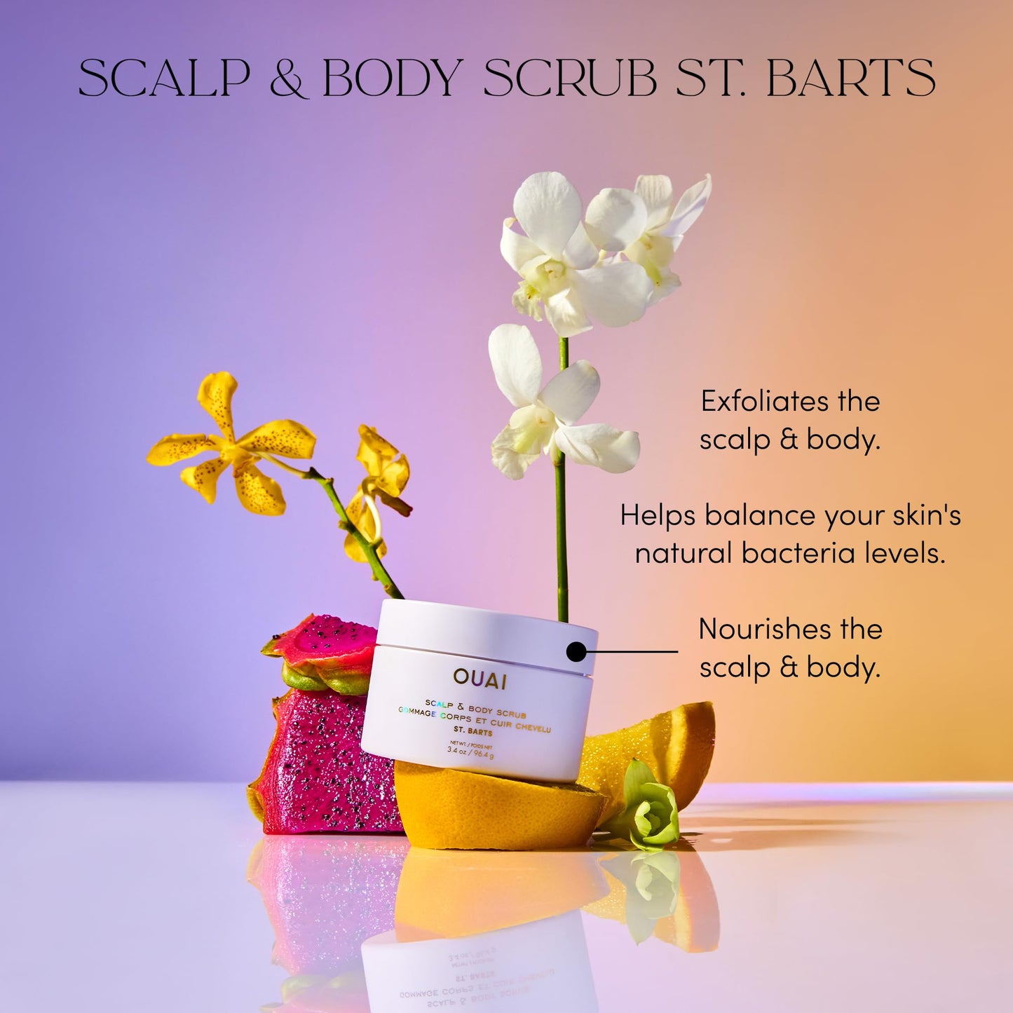 OUAI Scalp & Body Scrub, St. Barts Travel Size - Exfoliating Body Scrub with Sugar & Coconut Oil Blend for Smooth, Moisturized Skin - Gentle Scalp Beauty & Personal Care OUAI