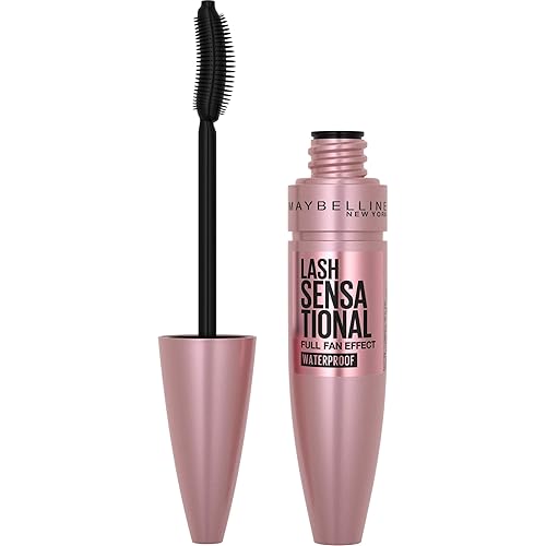 Maybelline Lash Sensational Waterproof Mascara, Lengthening and Volumizing for a Full Fan Effect, Brownish Black, 1 Count Beauty & Personal Care MAYBELLINE