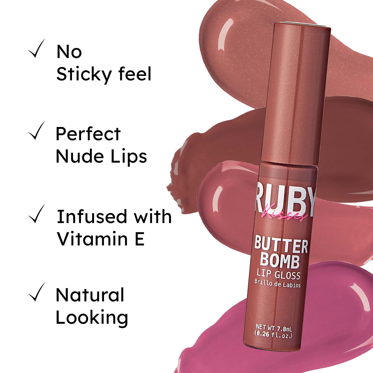 Ruby Kisses Butter Bomb Lip Gloss, High-Shine Non-Sticky Hydrating Plumping Beauty & Personal Care Ruby Kisses