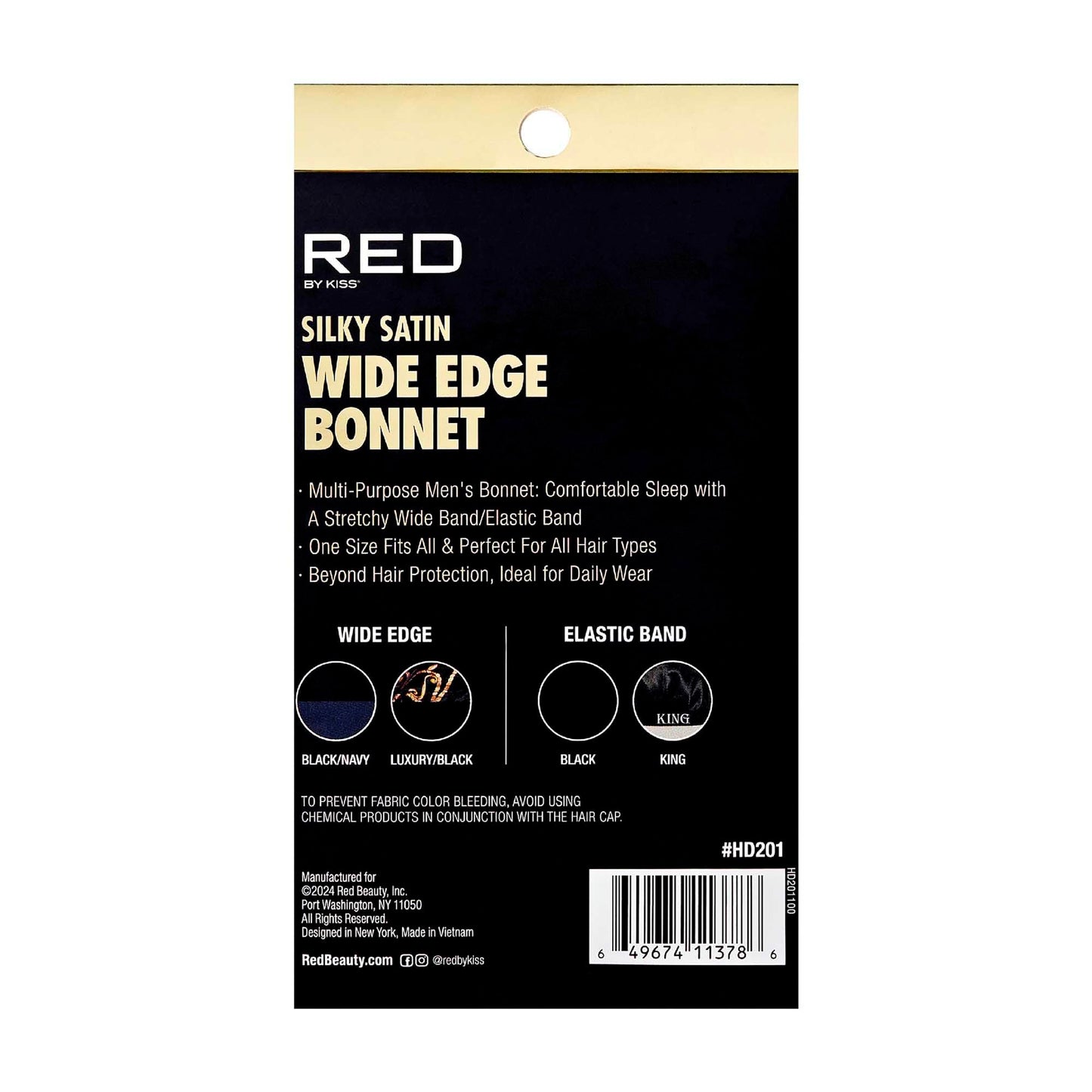 Red by Kiss Men's Silky Satin Hair Bonnet, Soft Anti-Frizz Fabric, All Hair Types, No Slip Wide Band Comfort, Anti Breakage Protection, Daily Wear Beauty and Personal Care Red by Kiss
