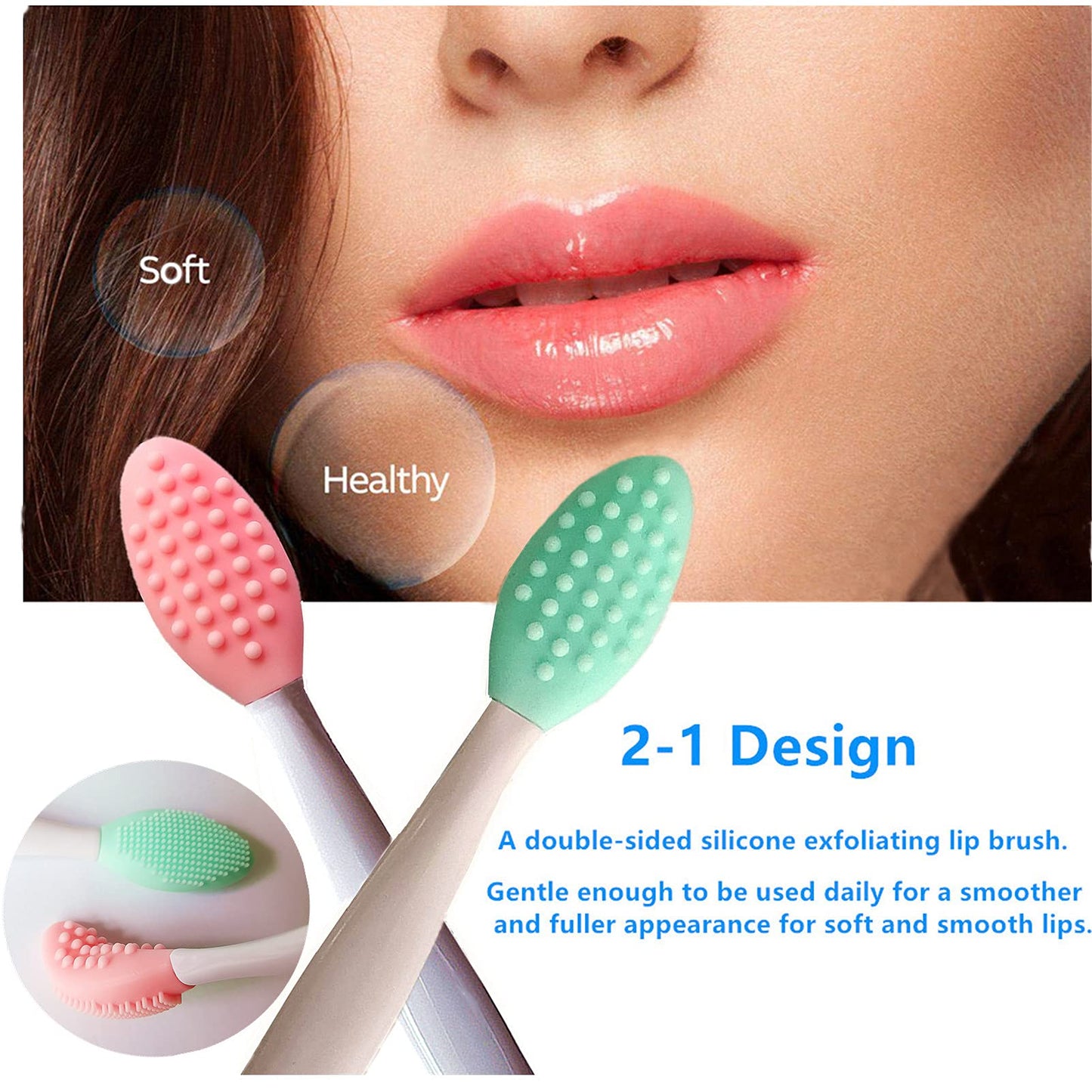 3 Pcs Lip Scrub Brush,Lip Scrubber Exfoliator,Double-Sided Silicone Lip Brush Tool for Men Women Lip Lightening, Lip Exfoliator Scrubber Tool for Dark Beauty & Personal Care New prominent