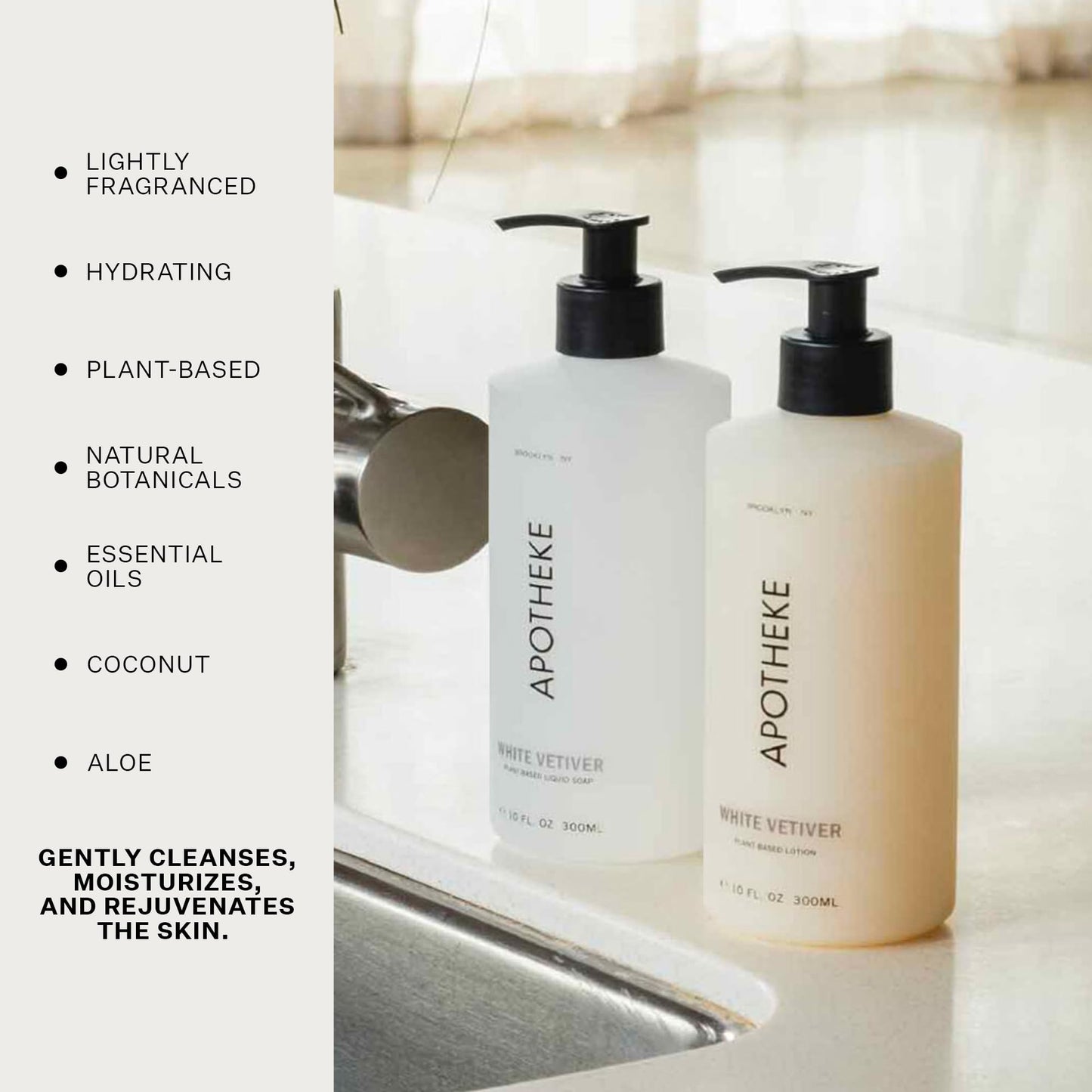 APOTHEKE Liquid Hand Soap, White Vetiver - 10 Fl Oz Hydrating Handsoap with Premium Fragrance Oils Gently Cleanses, Moisturizes & Rejuvenates Skin Beauty & Personal Care APOTHEKE