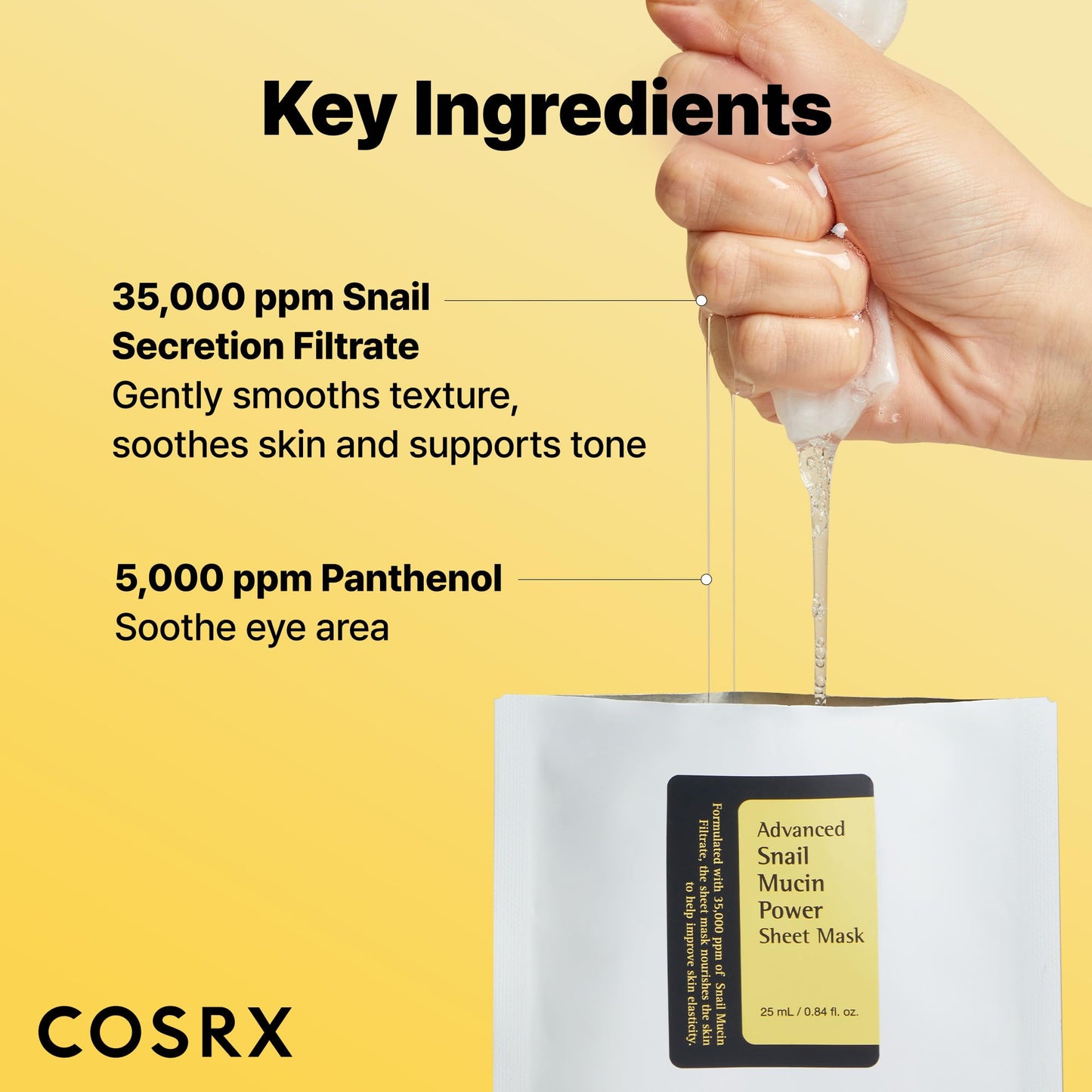 COSRX Snail Mucin Sheet Mask 10 EA with Snail Mucin Serum, Hydrating Face Sheet Masks for Dry & Sensitive Skin, Korean Face Mask for Self Care, Korean Beauty and Personal Care COSRX