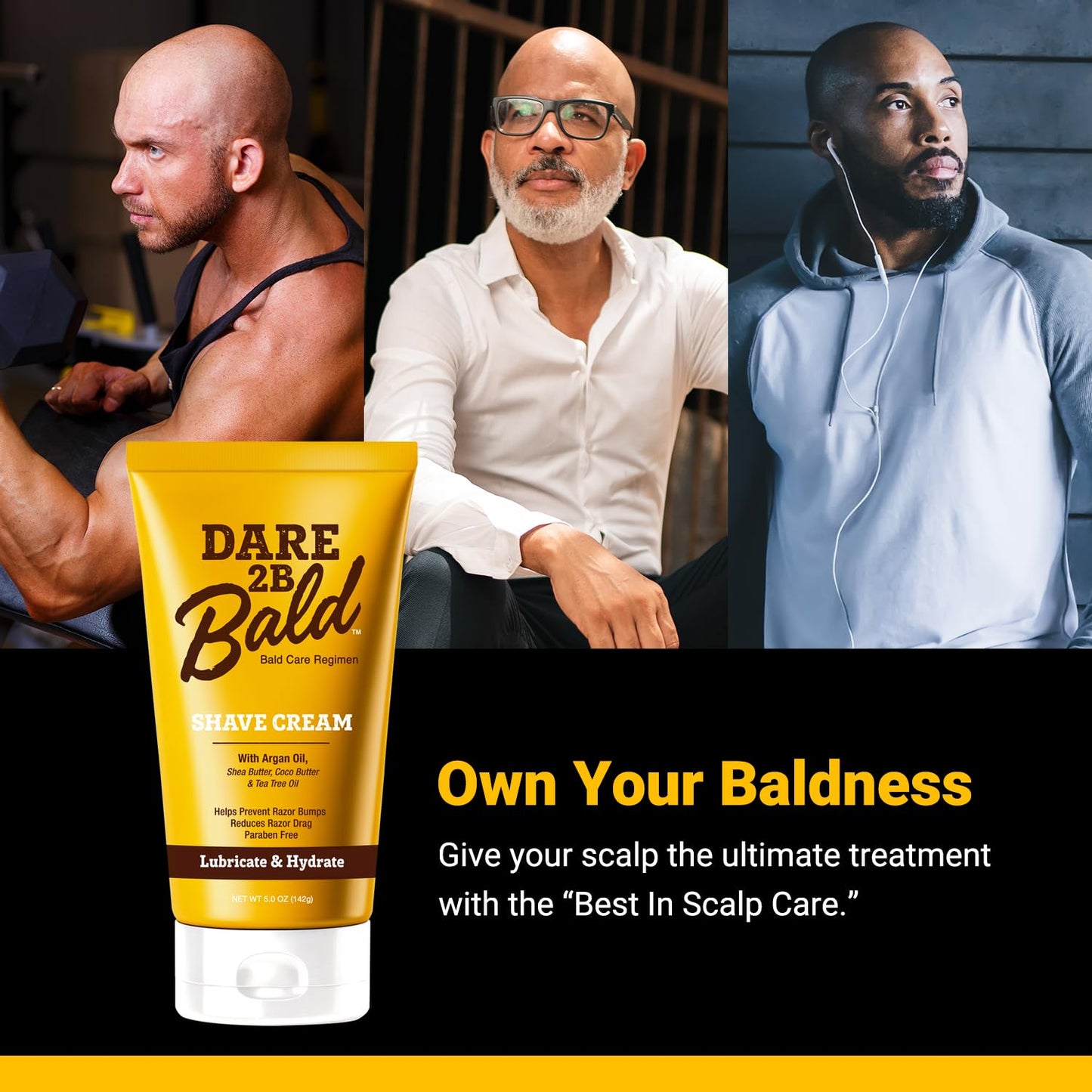 High Time Dare 2B Bald Shaving Cream Sensitive Skin with Argan Oil, Tea Tree Oil, Shea and Cocoa Butter - Bald Head Shave Lotion for Rich Hydration Beauty and Personal Care Dare 2B Bald