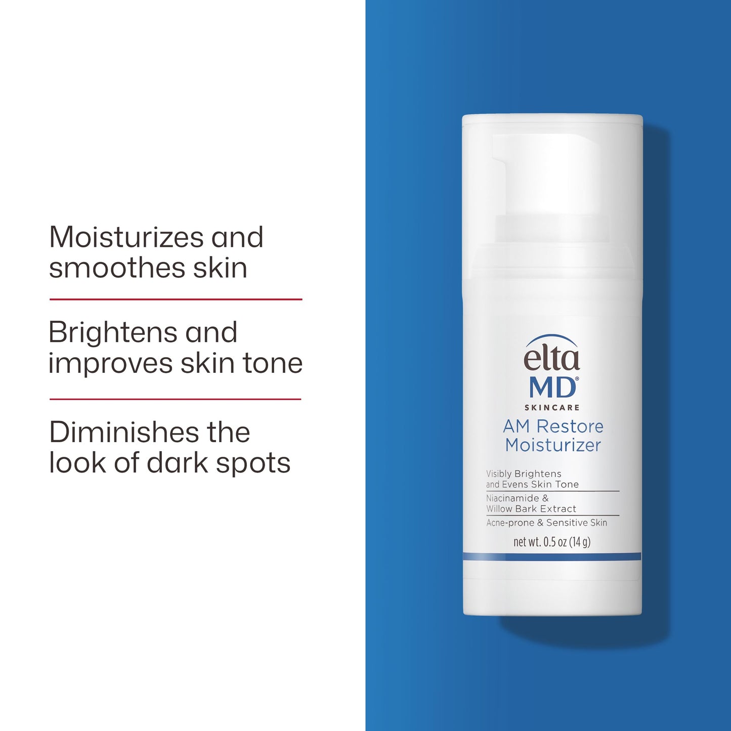 EltaMD AM Restore Face Moisturizer for Women and Men, Light Moisturizer Face Cream, Made with Niacinamide and Hyaluronic Acid, .5 Ounce Beauty and Personal Care EltaMD