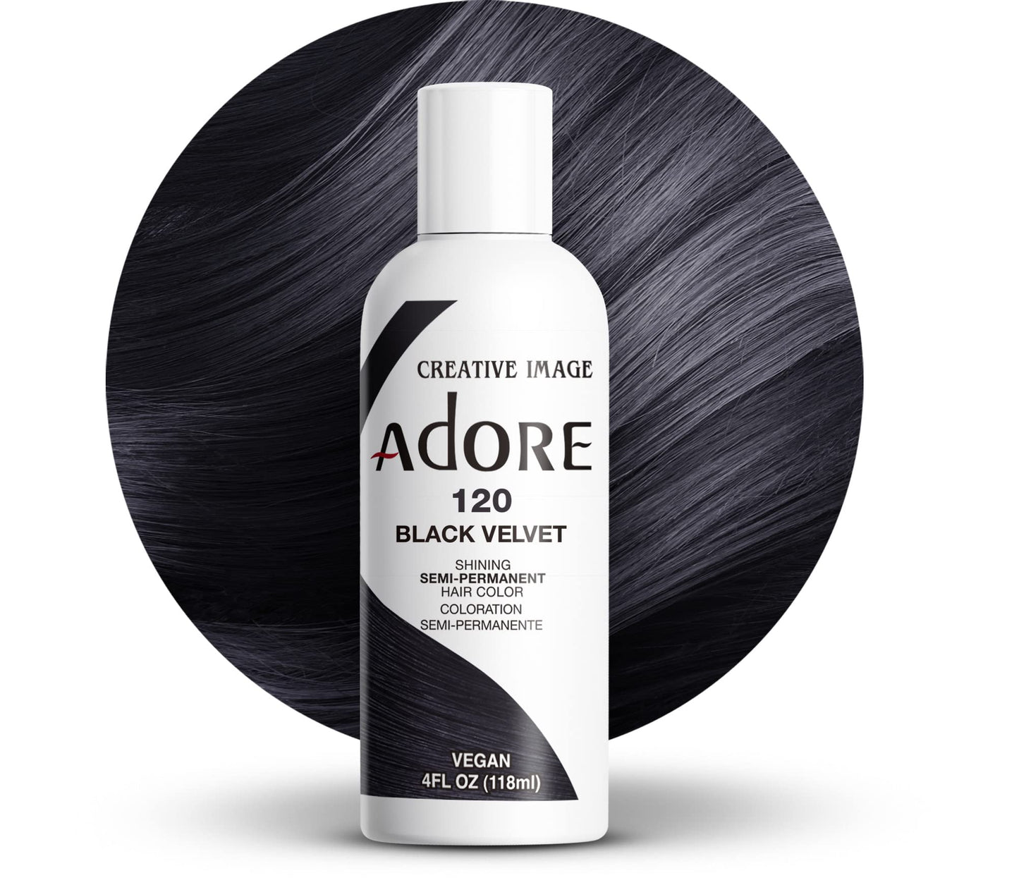 Adore Semi Permanent Hair Color (120 Black Velvet) | Vegan & Cruelty-Free Black Hair Dye | No Ammonia, No Peroxide, No Alcohol | 4 Fl Oz Beauty & Personal Care Adore