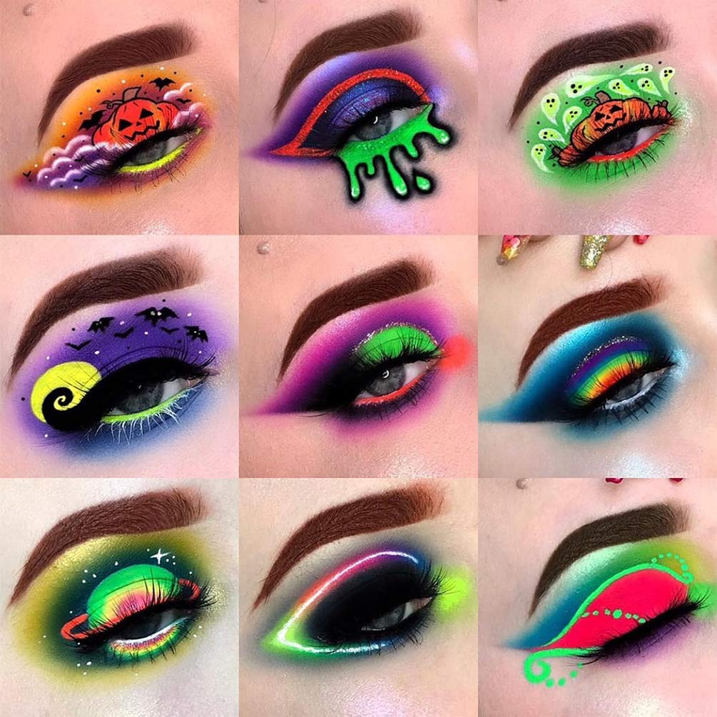 FindinBeauty Neon Pigment Eyeshadow Powder UV Reactive Glow in the Blacklight 6 Mixed Bright True Colors for Body/Eyeshadow, Carnival Party Halloween Beauty & Personal Care FindinBeauty