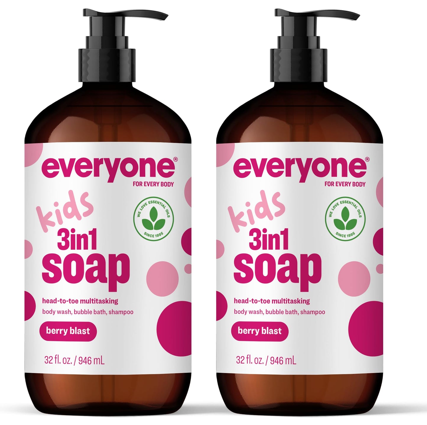 Everyone 3-in-1 Kids Soap, Body Wash, Bubble Bath, Shampoo, 32 Ounce (Pack of 2), Berry Blast, made with Essential Oils for Toddlers, tweens and teens Beauty & Personal Care everyone for every body