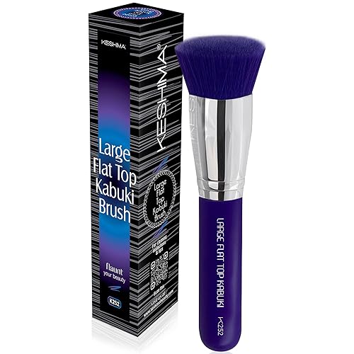 Keshima Large Flat Top Kabuki Foundation Brush - Neon Purple Premium Makeup Brush for Liquid, Cream, and Powder - Buffing, Blending, and Face - 1.6" Beauty & Personal Care KESHIMA
