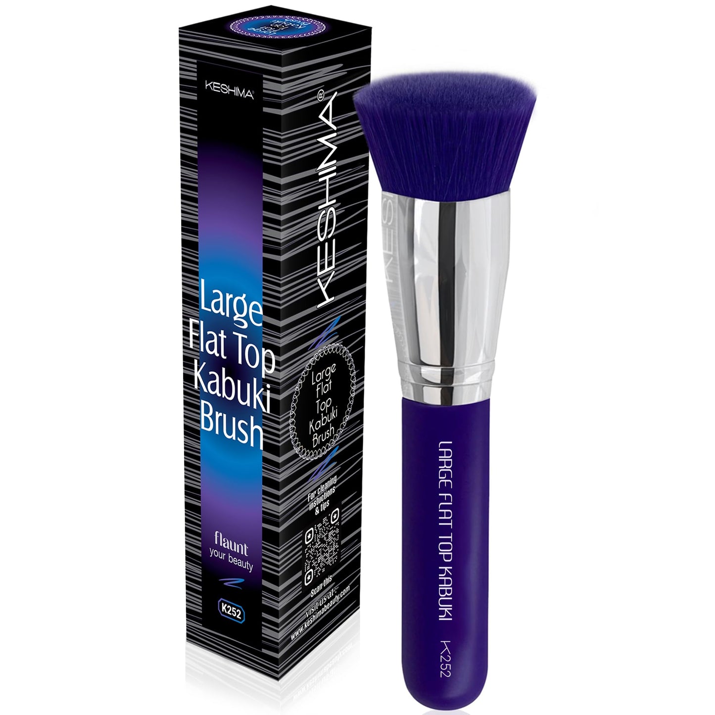 Keshima Large Flat Top Kabuki Foundation Brush - Neon Purple Premium Makeup Brush for Liquid, Cream, and Powder - Buffing, Blending, and Face - 1.6" Beauty & Personal Care KESHIMA