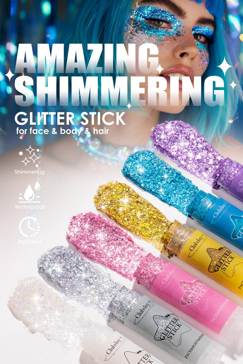 TAIKELOP 2 PCS Face Body Glitter, Face Glitter Body Gel Sequins Shimmer Liquid Eyeshadow, Hair Glitter Sparkles Chunky Face Glitter Gel for Girls Beauty & Personal Care TAIKELOP