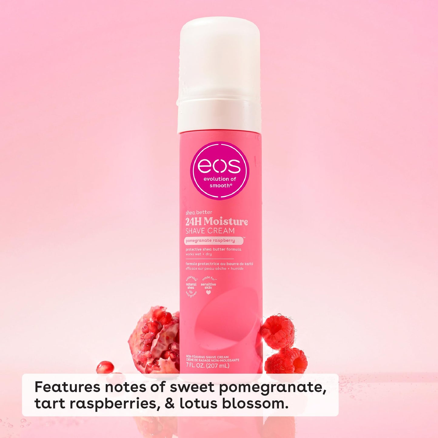 eos Shea Better Shave Cream- Pomegranate Raspberry, Shea Butter, Aloe Vera, 24H Moisturizing Shaving Cream for Women, 7 fl oz, 2-Pack Beauty and Personal Care eos