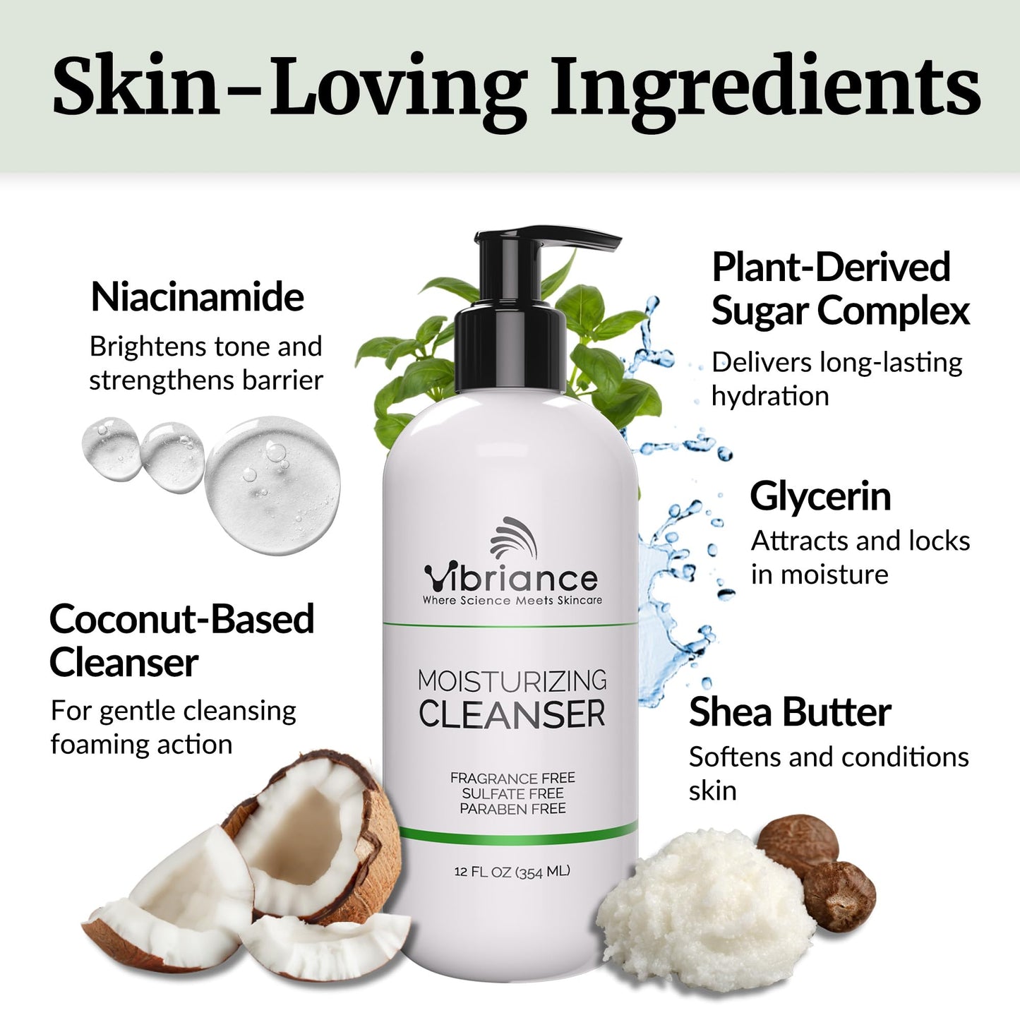 Vibriance Moisturizing Cleanser, Oil-to-Foam Face Wash with Niacinamide, Shea Butter for Mature Skin - Hydrating Gentle Facial Cleanser, Sensitive Beauty & Personal Care Vibriance