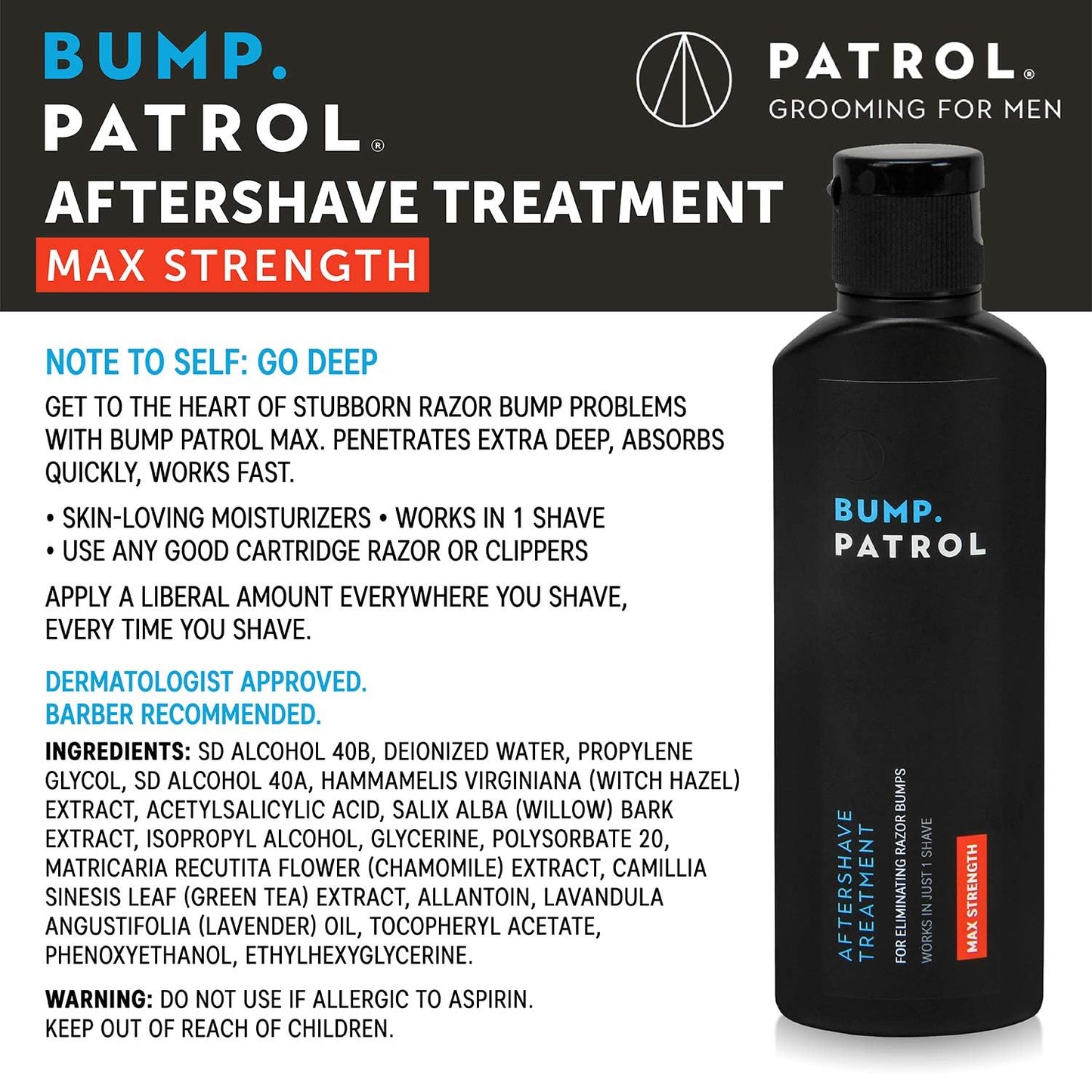 Bump Patrol Maximum Strength Aftershave Formula - After Shave Solution Eliminates Razor Bumps and Ingrown Hairs - 2 Ounces 2 Pack Beauty & Personal Care Bump Patrol