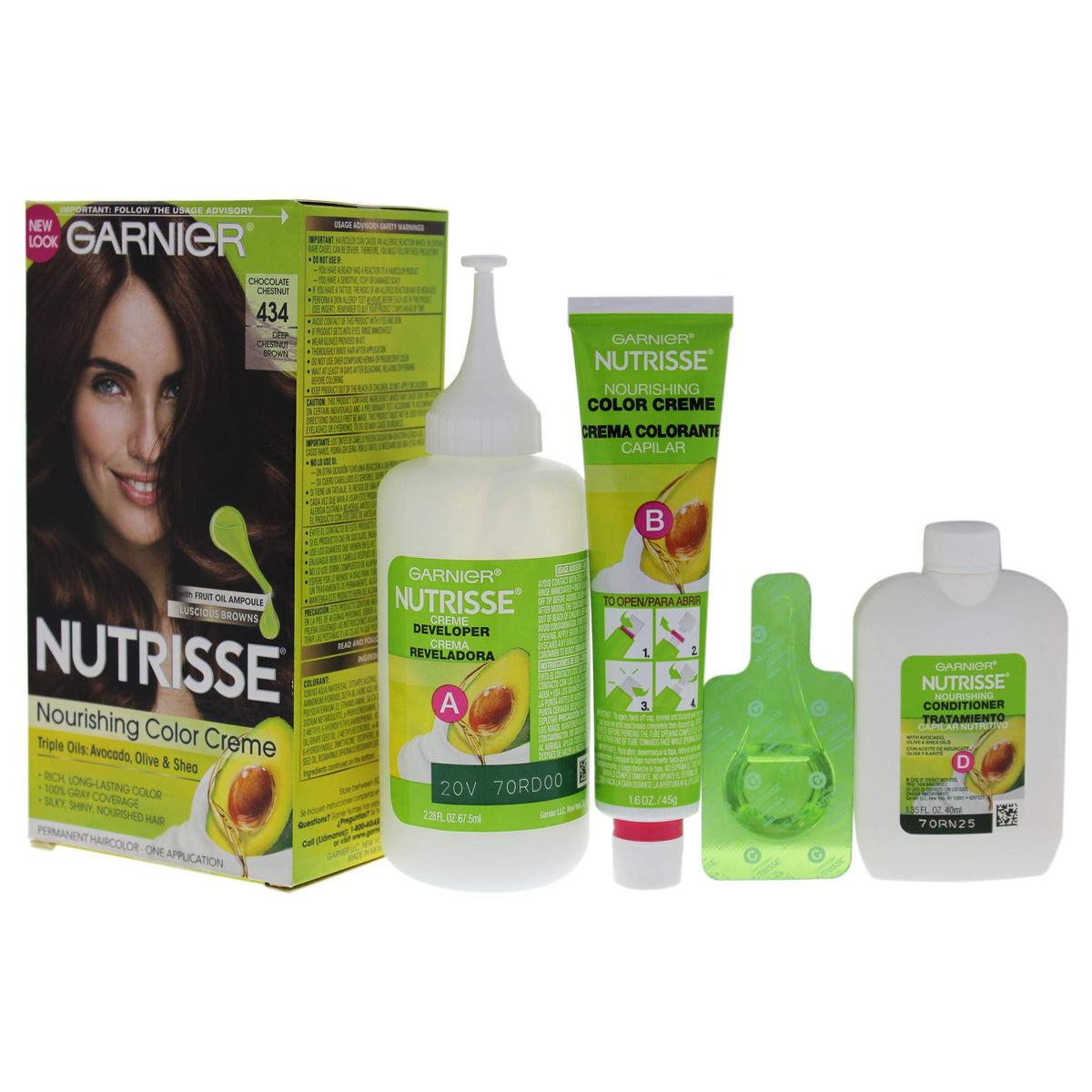 Garnier Nutrisse Nourishing Hair Color Creme, 434 Deep Chestnut Brown (Chocolate Chestnut) (Packaging May Vary) Beauty & Personal Care Garnier