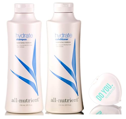 All Nutrient Hydrate Shampoo & Conditioner DUO Set, replenishes moisture (with Sleek Compact Mirror) (25 oz / 750ml Large DUO Kit) Beauty & Personal Care All Nutrient