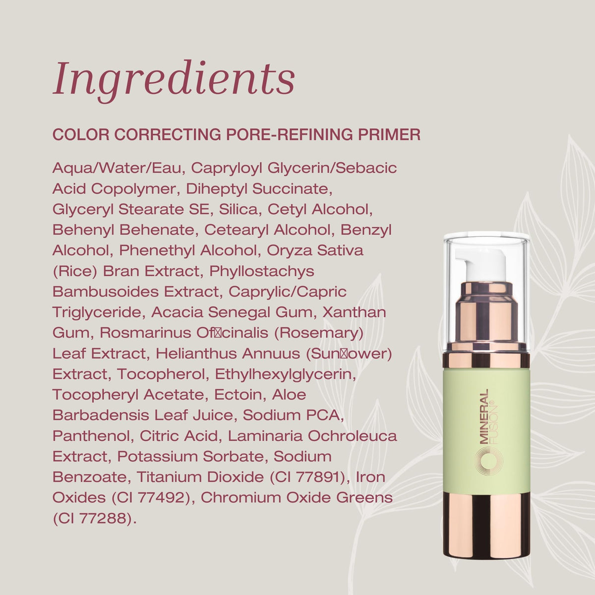 Mineral Fusion Matte Pore-Refining Face Primer 0.84 fl oz, Lightweight Matte Finish with Blue Light Protection
