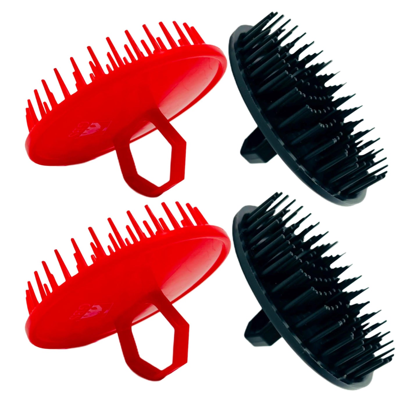 G.B.S Scalp Exfoliator 4 Pack - Shampoo Brush, Scalp Scrubber for Dandruff Removal, Massager & Hair Exfoliator - Red & Black Beauty & Personal Care G.B.S