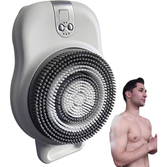 QUGURLID Electric Back Scrubbers Bath Brush,Shower Back Scrubbers Wall Mounted,360° Automatic Rota-Tion,w/18CM Large Brush Head,2-Speed Adjustment Beauty and Personal Care QUGURLID