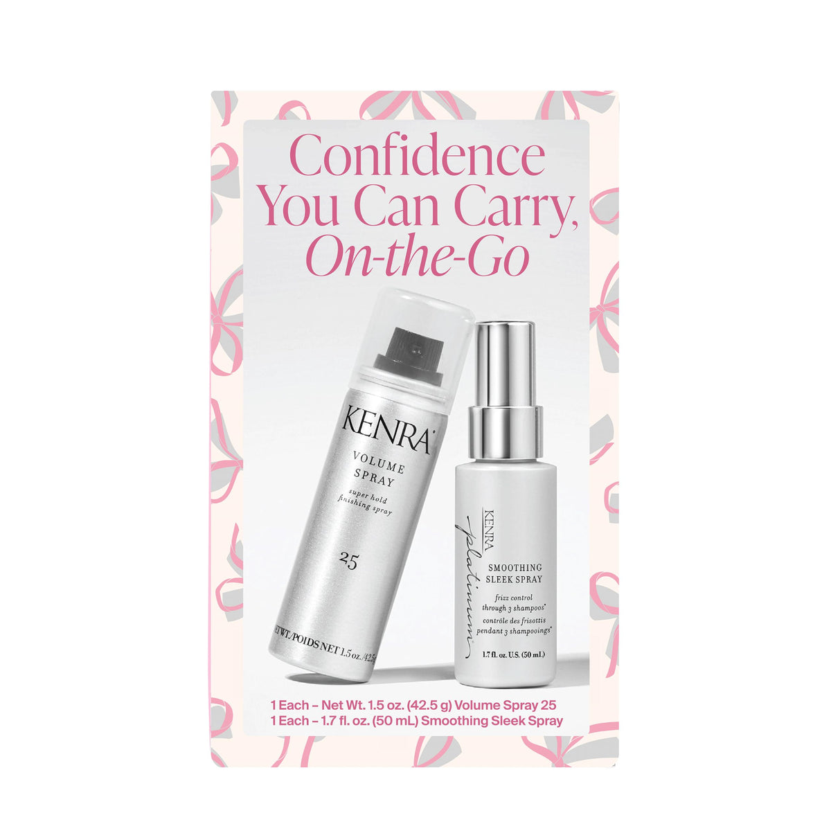 Kenra Hair Styling Kit | Confidence You Can Carry, On-the-Go Haircare Gift Set | Volume Spray 25 + Smoothing Sleek Spray | Travel Size