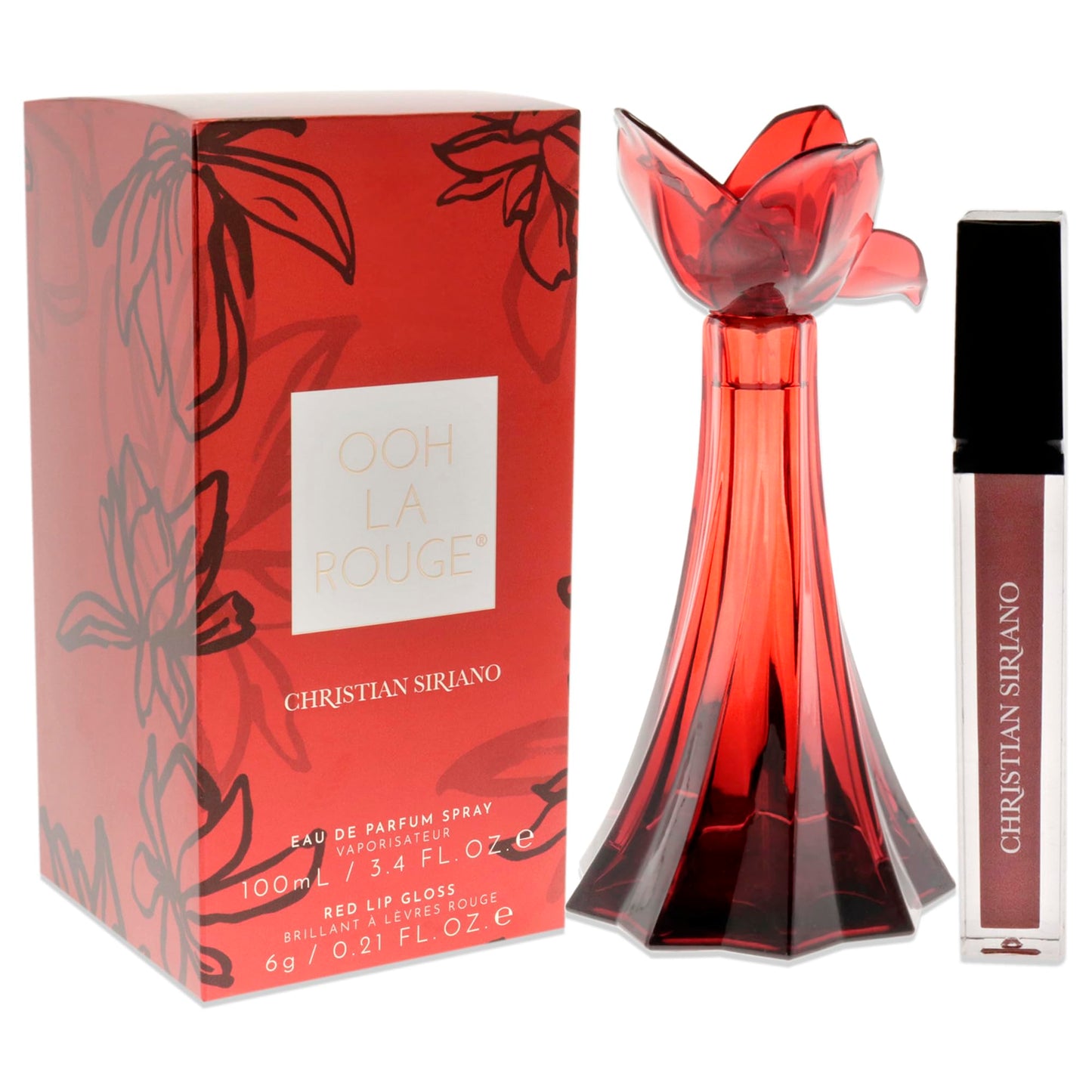 Christian Siriano Ooh La Rouge for Women - 2 Pc Gift Set 3.4 oz EDP Spray, 0.21oz Red Lip Gloss Beauty & Personal Care Christian Siriano