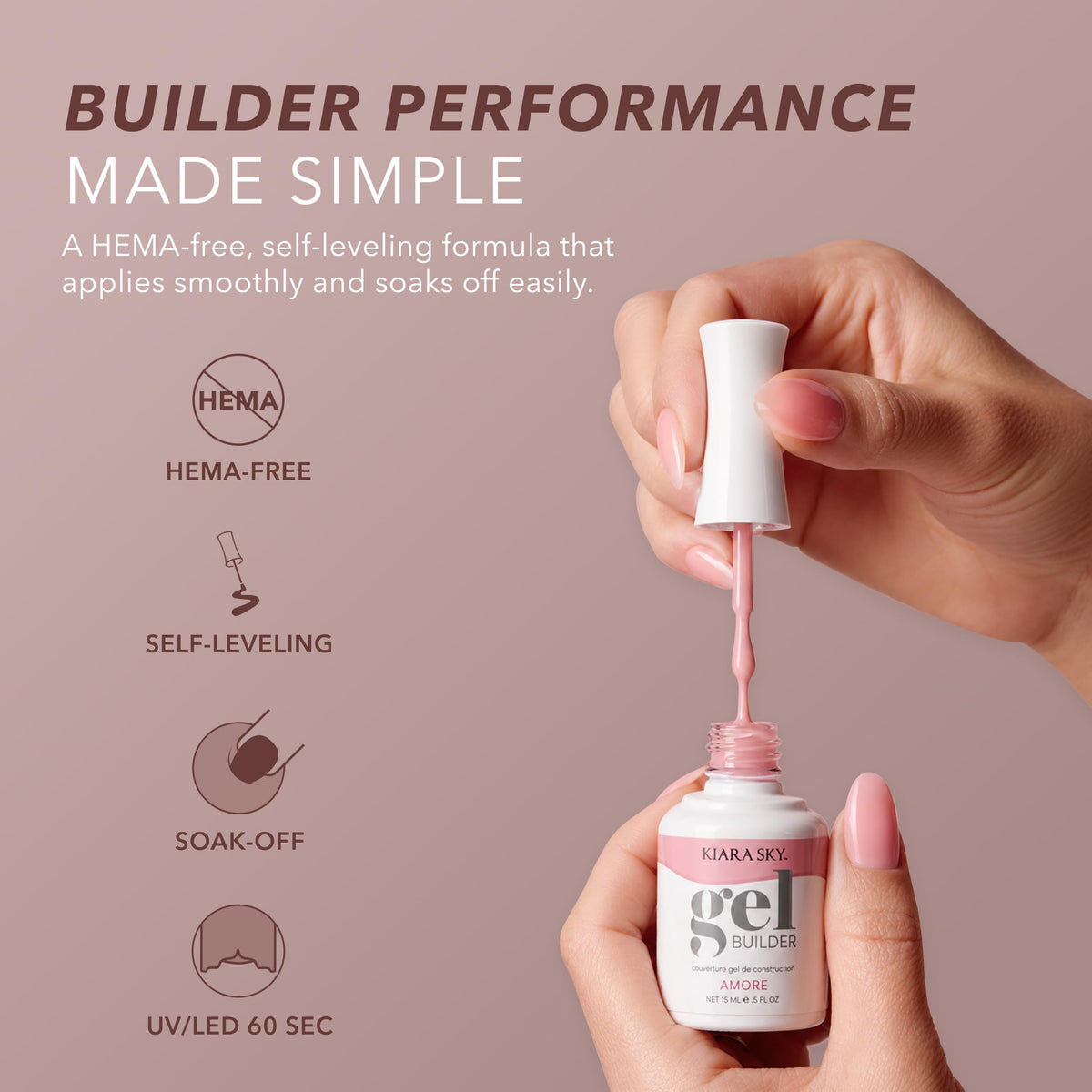 KIARA SKY Hema-Free Builder Gel for Nails | Bright White Builder Gel in a Bottle, Self-Leveling, Soak-Off for Weak Natural Nails, Extensions