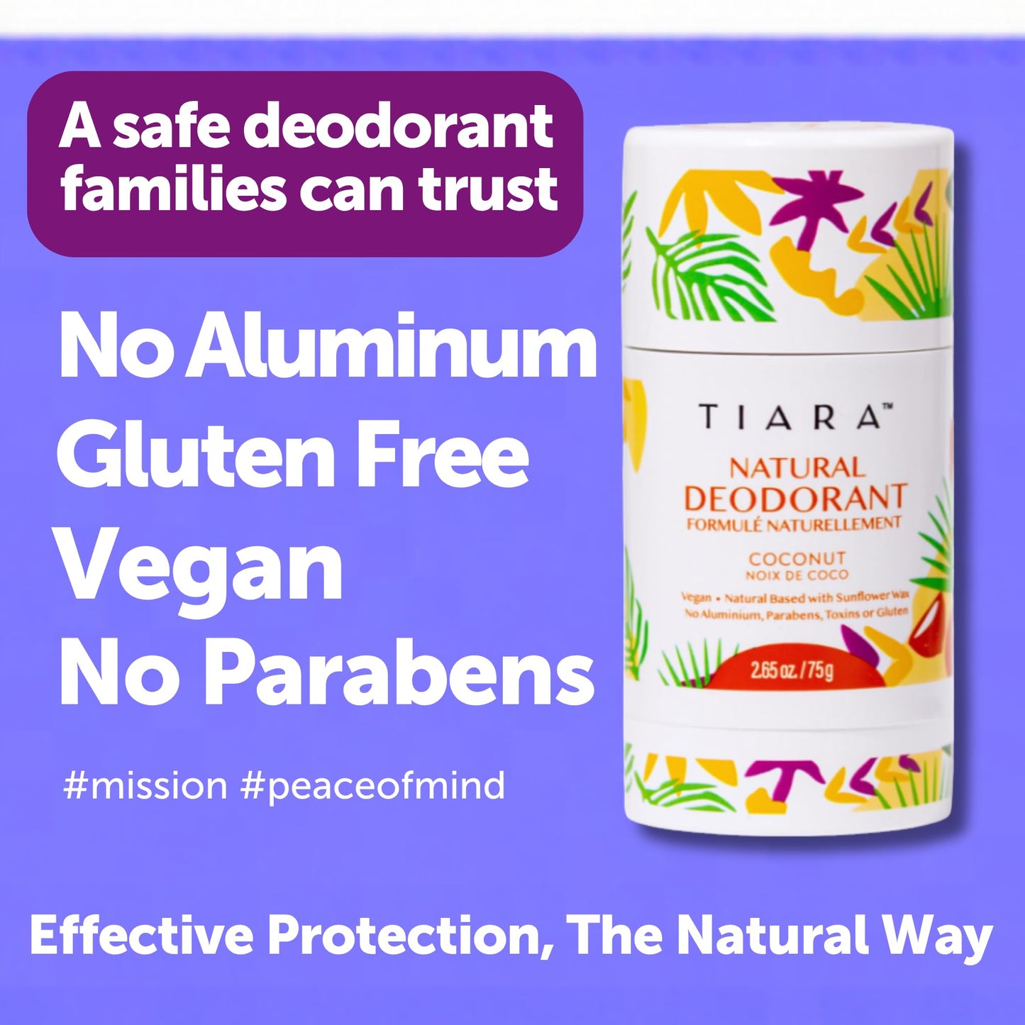 TIARA Natural Aluminum Free Deodorant for Women & Men - Long Lasting Odor Protection, Whole Body Deodorant, Non Toxic, Paraben Free, Vegan, 24 Hour Beauty and Personal Care TIARA Shower Cap