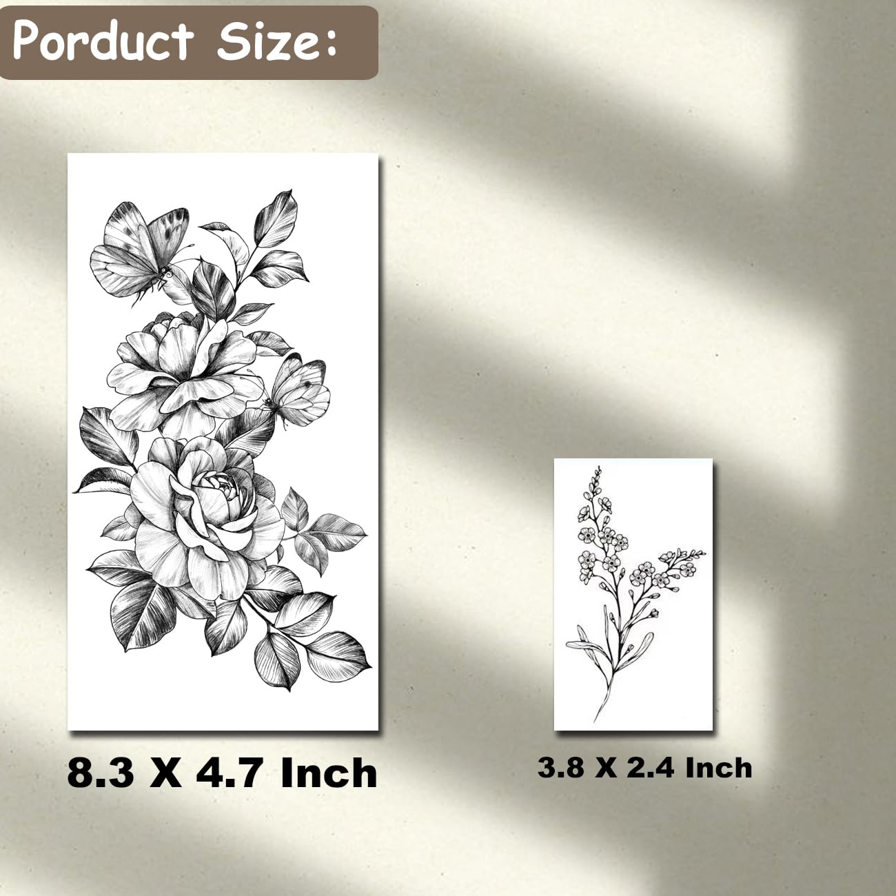 CHARLENT 23 Sheets Flower Temporary Tattoos For Women - Waterproof Realistic Rose Orchid Tattoos Tiny Branch Sketch Fake Tattoos for Women Body Art Beauty and Personal Care CHARLENT