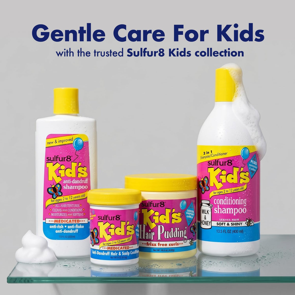 SULFUR8 Anti-Dandruff Shampoo for Kids 7.5 oz - Gentle Medicated Dandruff Control for Itchy Scalp, Mild Cleanse with Kid-Friendly Fresh Fragrance for